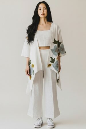 Stargaze Lily Shrug with co-ordinated solid crop top and culottes